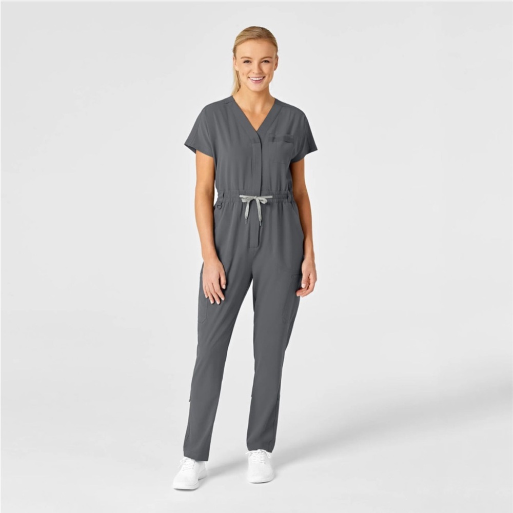 WonderWink Renew Women's Zip Front Scrub Jumpsuit | Grey | Size S
